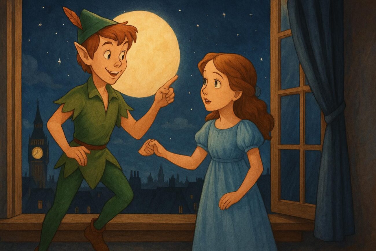 Peter Pan insieme a Wendy