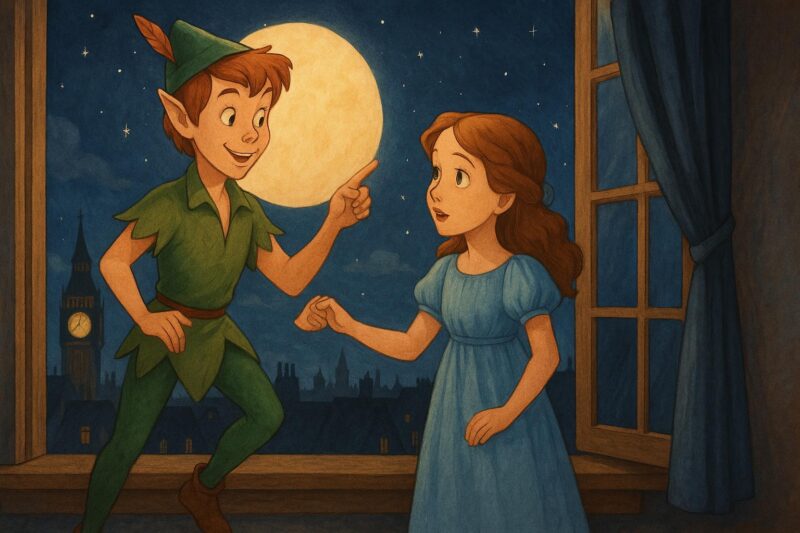 Peter Pan insieme a Wendy